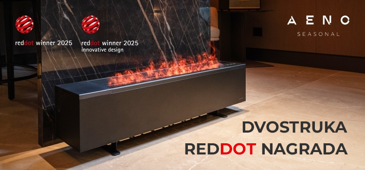AENO Premium Eco Smart grejalica sa REAL FIRE efektom osvojila dve Red Dot nagrade za dizajn u 2025. godini